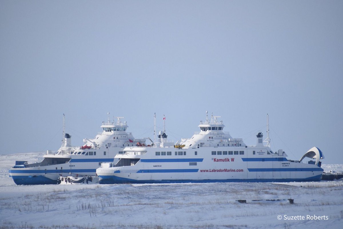 Unique side by side photo of the sister ships 
, QAJAQ W. and KUMATIK W. in Blanc-Sablon, Québec on 2020-02-23.

Photo credit : Suzette Roberts 
<a href="/katialaflamme/">Katia Laflamme</a> <a href="/CBCLabrador/">CBC Labrador Morning</a> <a href="/labradormarine/">Labrador Marine</a> <a href="/CBCNL/">CBC Newfoundland and Labrador</a>
