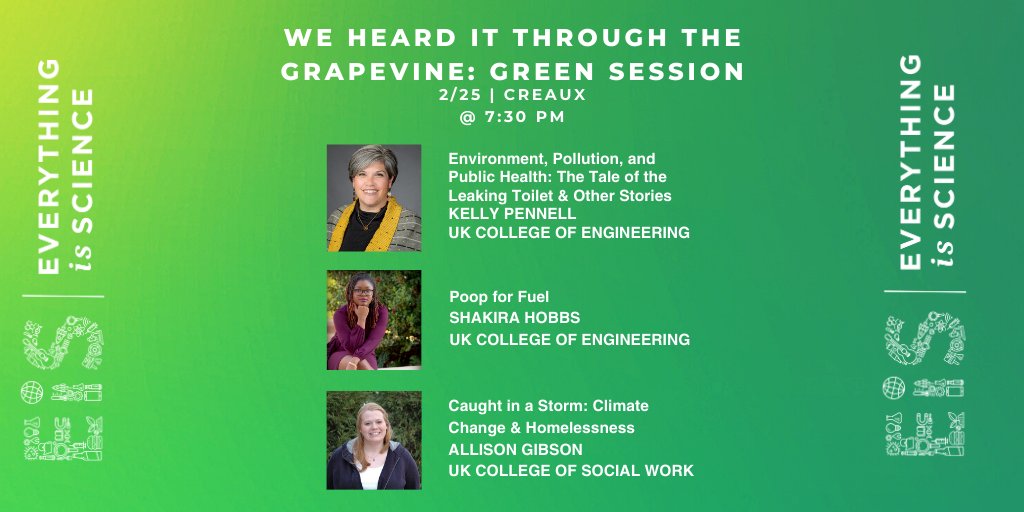 #EverythingScienceLex day two! Tonight, we're at Creaux Cocktail Bar for 'We Heard it Through the Grapevine: PURPLE & GREEN in Science.' ⚛️🦠 @UKFineArts @UKTheatre @KGPennell @ShakiraRHobbs @thebiogals @UKWater @ukyengineering @ukcosw @UKTFISE @ukcares1
