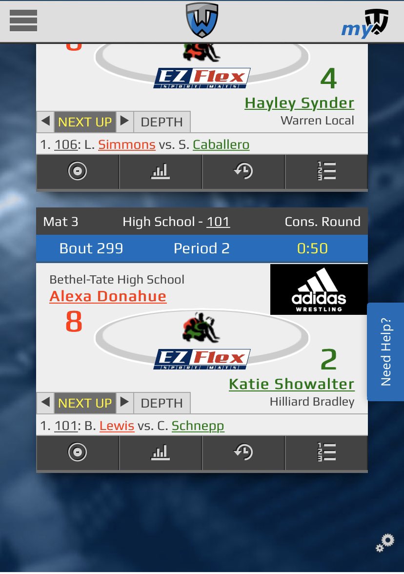 If you want to keep up with the two state wrestlers. Go to trackwrestling.com and go to OHSWCA Girls tournament!