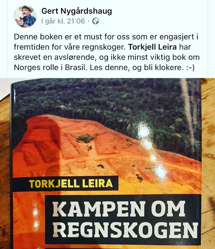 Wow! I går kveld dukket denne opp i Facebooken min. Sjekk avsenderen! #gertnygårdshaug #kampenomregnskogen