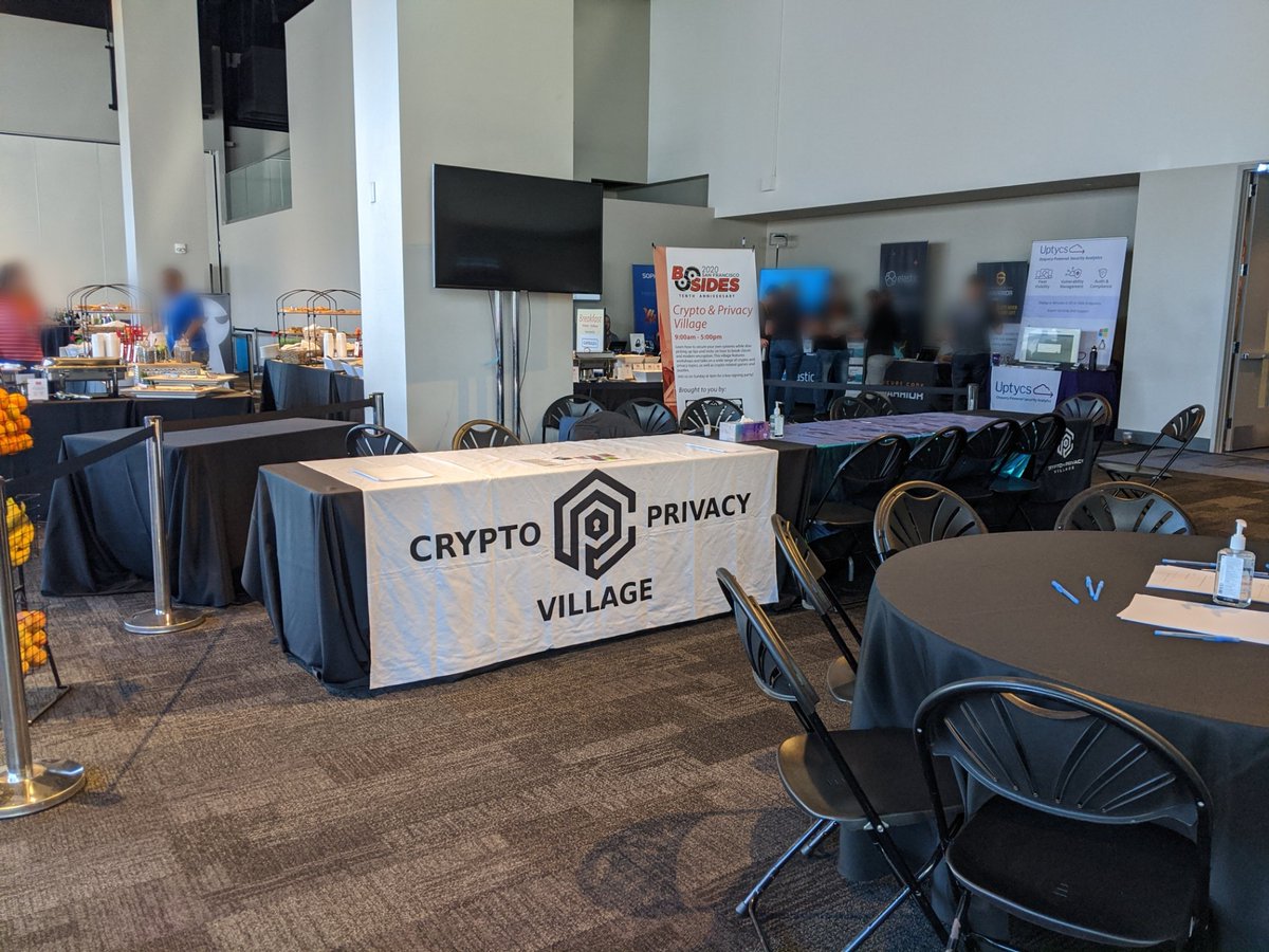 And we're open! Come over to <a href="/CryptoVillage/">Crypto & Privacy Village</a> at <a href="/BSidesSF/">BSidesSF</a>, we're right next to breakfast and lunch ✨✨✨