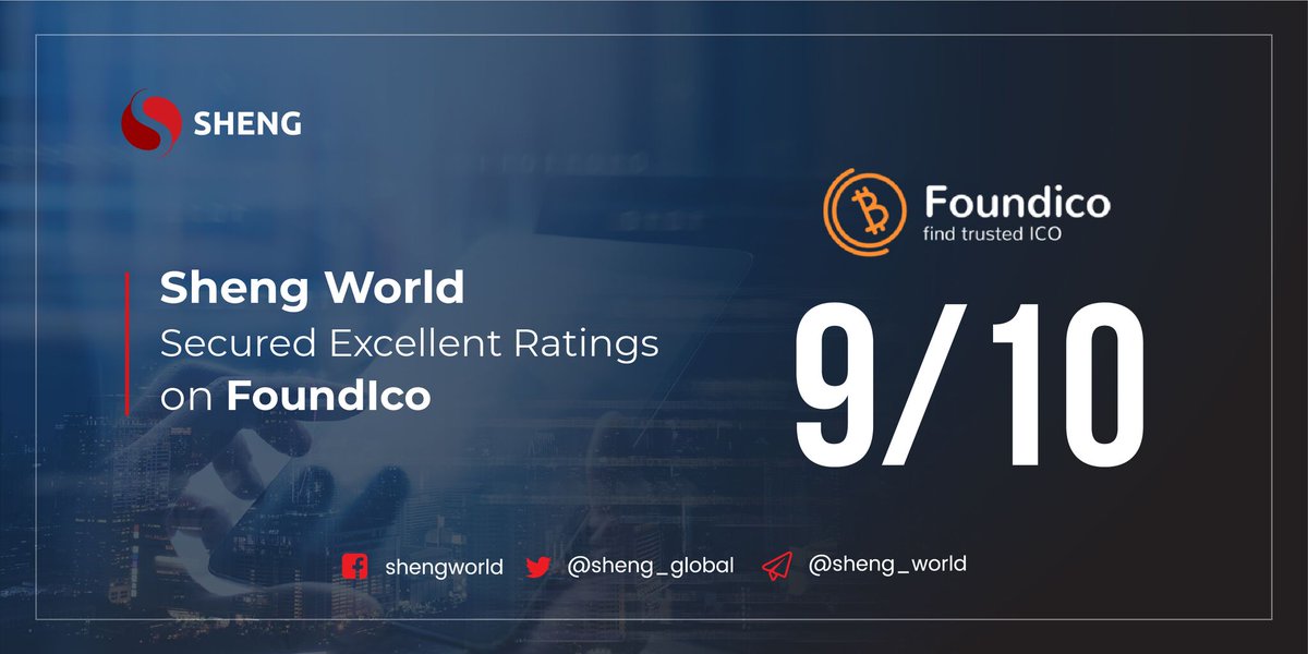 sheng_global's tweet photo. We are thrilled to share that our IEO has secured excellent ratings from FoundICO, a leading ICO/IEO rating agency. Visit https://t.co/iV9LJpXcj7 to participate and get upto 53% bonus tokens today.
#shengtoken #shengieo #shengworld #probitieo #topieo #bestratedieo #crypo #ico https://t.co/guzaIsNN4I