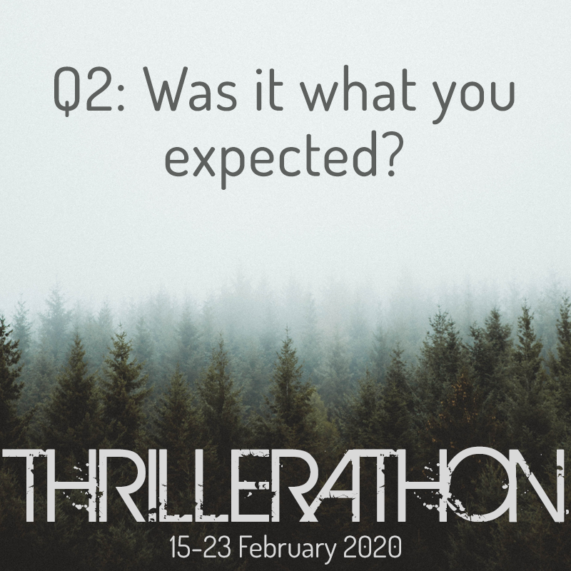 thrillerathon's tweet photo. Q2: How did it compare to your expectations? #ThrillerAThon https://t.co/CZAohE5Za6