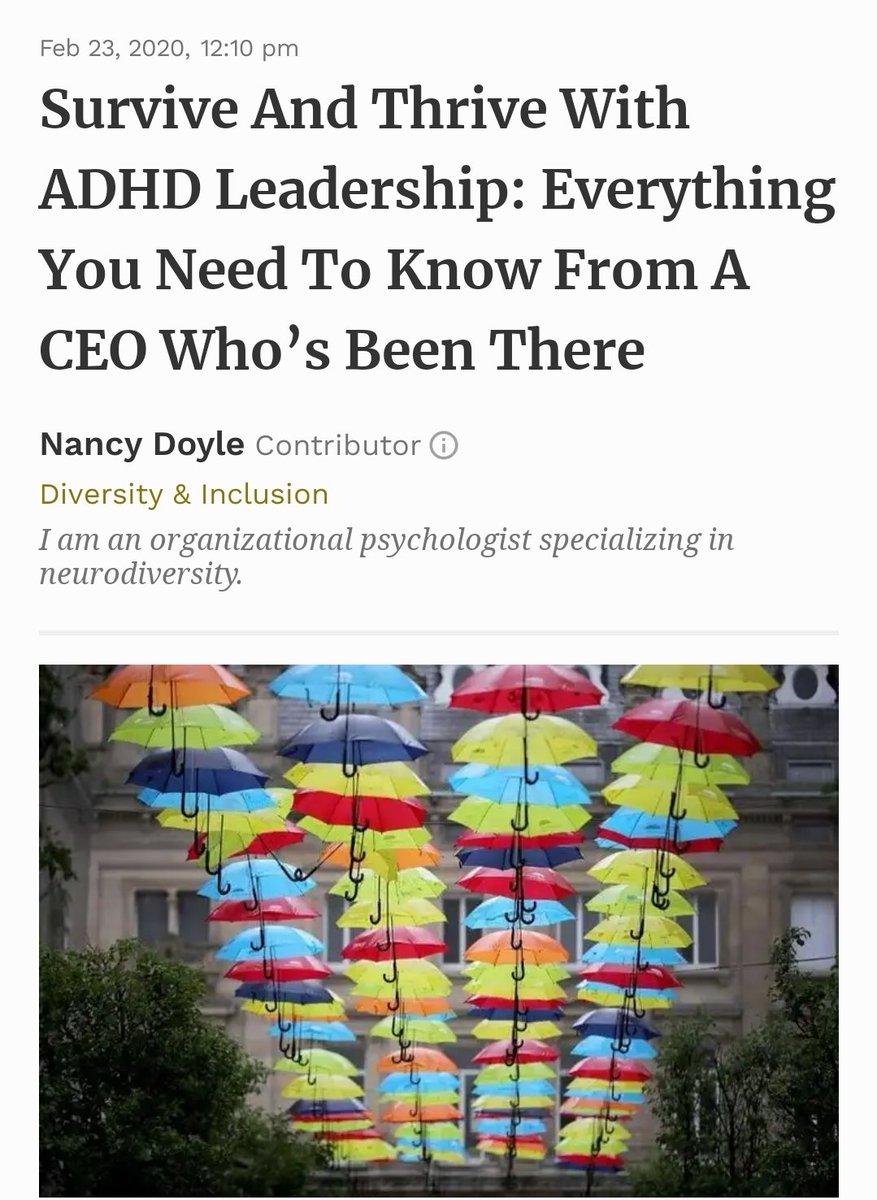 NancyDoylePsych's tweet image. #SundayThoughts @Forbes blog from me - the highs and lows of #ADHD Leadership #ADHDMassive #NeuroTribe 

@DrHelenTaylorCC @singer_judy @ADHDFoundation @tonylloyd50 @geniuswithinCIC

www-forbes-com.cdn.ampproject.org/c/s/www.forbes…