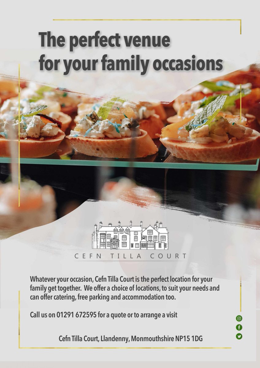 Whatever family get together you are planning, in Monmouthshire, Cefn Tilla Court is the venue for you.

As well as weddings, we are also there for your christenings, birthdays, reunions, wakes and other occasions.  We can assist with catering and can also provide accommodati...