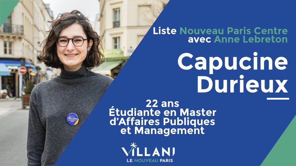 ➡️ Découvrez nos colistiers ! @CapucineDurieux, 22 ans étudiante en Master d’Affaires Publiques et Management 👏🏻 #NouveauParis #ParisCentre #Municipales2020