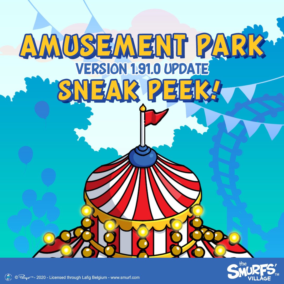 🎪Our #SmurfsVillage version 1.91.0 update is on its way! Visit the links below for a special Sneak Peek at the exciting Amusement Park inspired items that await you and your #Smurfs!🎢 Forum: bit.ly/2T5ZCBL FB Group: bit.ly/2SVpQYV