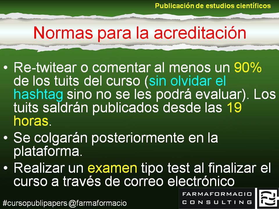 #cursopublipapers Normas del Curso de Publicación de estudios científicos y obtener la acreditación