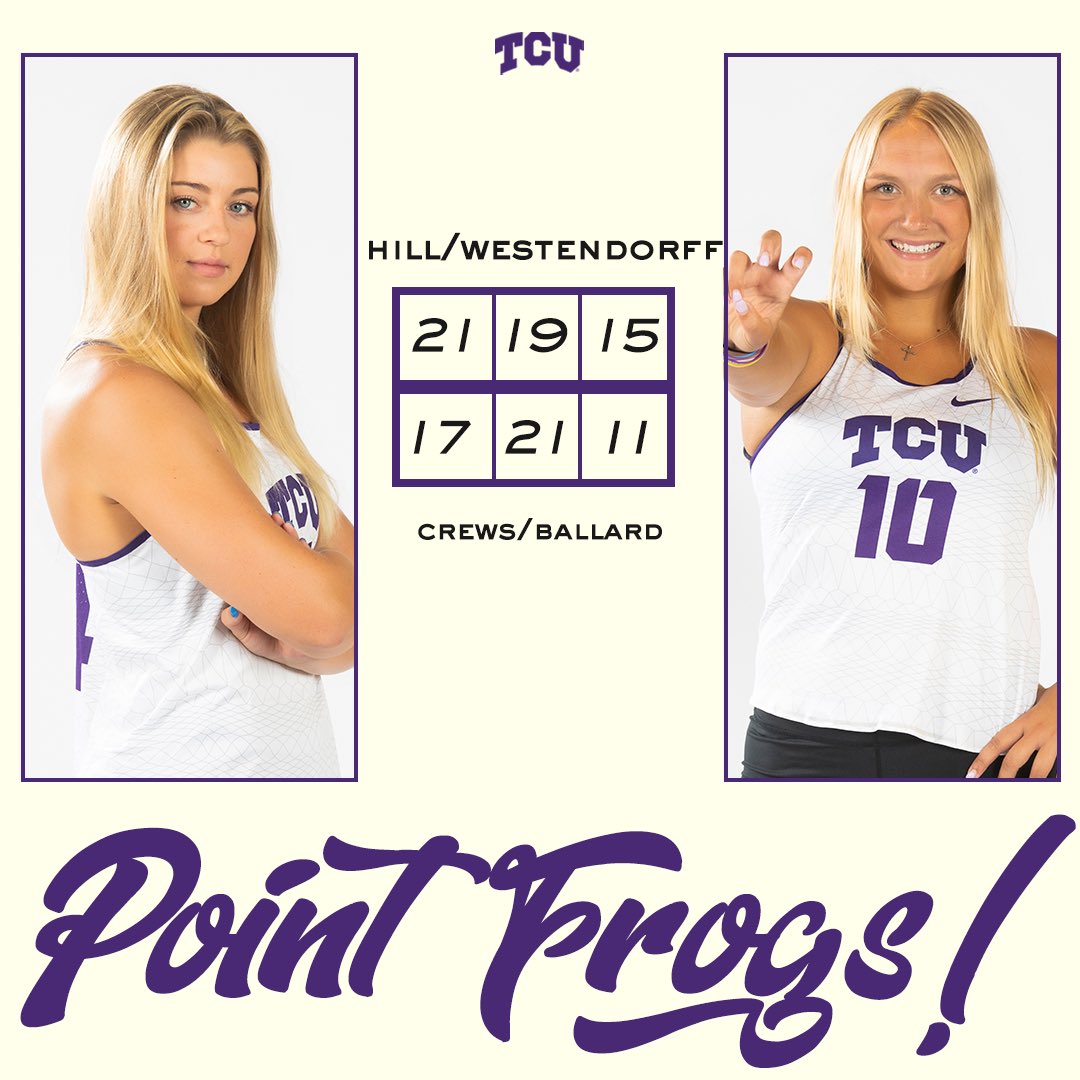 TCUBeachVB's tweet photo. Haven Hill and Jordan Westendorff seal the victory for the Beach Frogs with a win in three sets. 

#OneTeam | #GoFrogs https://t.co/krX65OYUUT