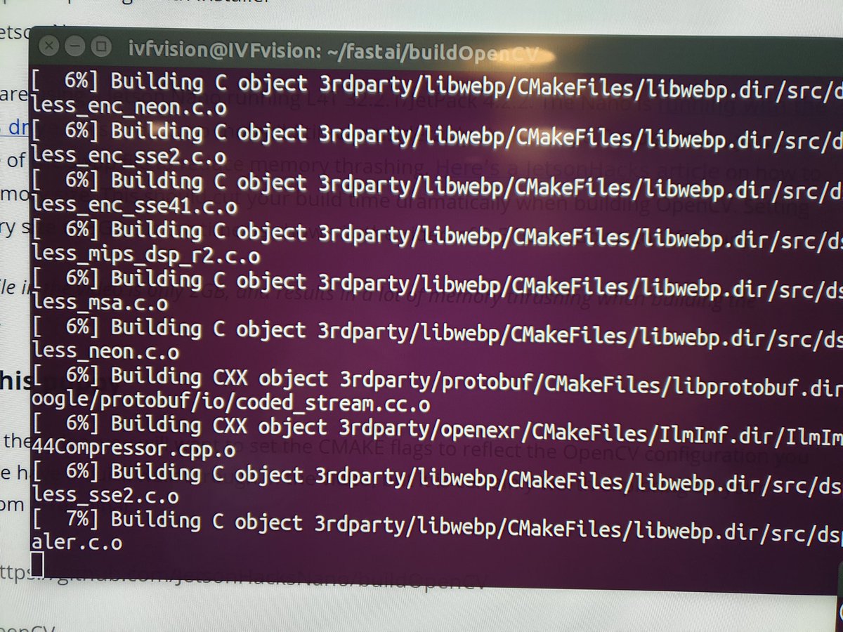 insight_co's tweet photo. Building CV2 , OpenCV library on @nvidia Jetson Nano! This little monster can be the definite #IoT device for AI. Very hard though without support from @anacondainc . Very excited to do #ComputerVision and #ArtificialIntelligence on the edge! #innovation @innovateuk #JensenHuang https://t.co/MXULRxaYa6