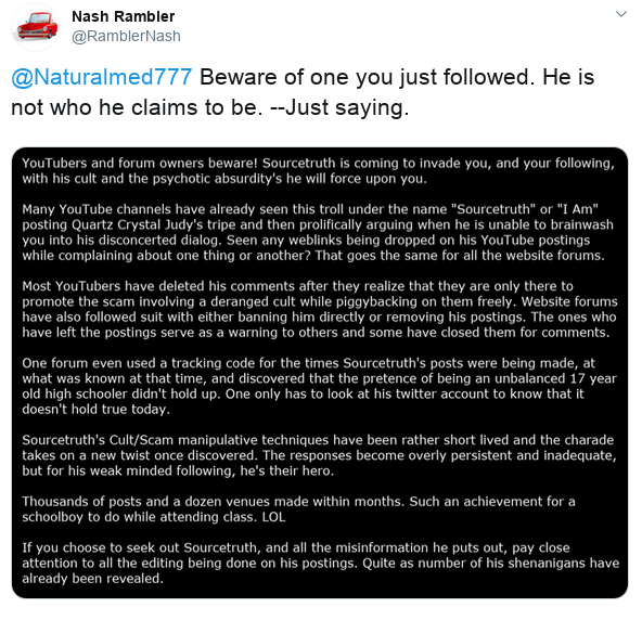 RamblerNash's tweet photo. @PurpleSkyzOOM @mashikalisa @RoseAshPark Next...

#SourceTruth #Quartz #Crystal #Judy #Cult #Scam https://t.co/ghi8bCJymg