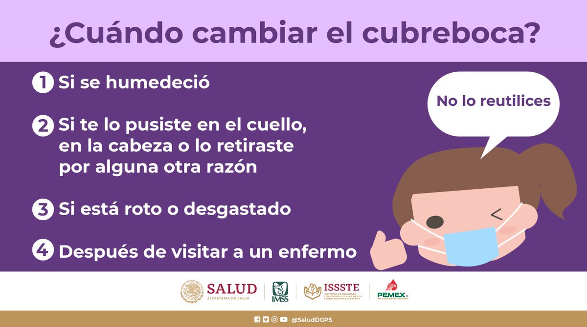 SaludDGPSP's tweet photo. Al retirar el cubreboca no lo dejes sobre algún mueble o superficie, ya que puedes contaminarla. Debes ser cuidadoso al retirarlo y desecharlo inmediatamente.   🚮 https://t.co/GaYKi80mbZ