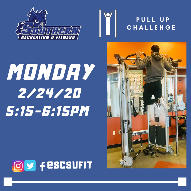 Join Recreation and Fitness as we host our pull up challenge. Prizes for top participants including a $10 Amazon Gift card! This event is open for all students (no membership is required) 💪🦉