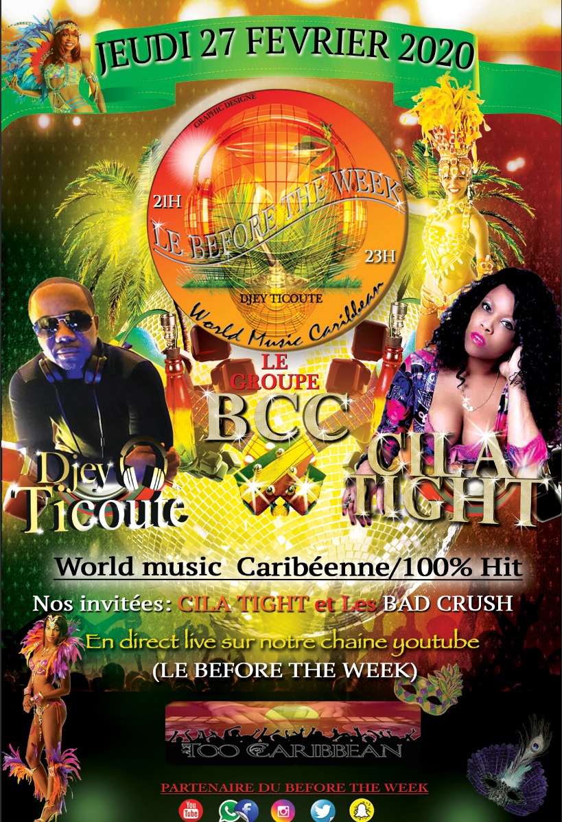 🚨🚨♨♨♨🚨🚨🚨
Hello les amis du BEFORE THE WEEK 

👇👇notre invitée CILA TIGHT 👇👇
youtu.be/bJaLY76VD08

Stay connected people ! 

#cilatight #cestcramé  #lebeforetheweek #toocaribbean #gdprod #djeyticoute