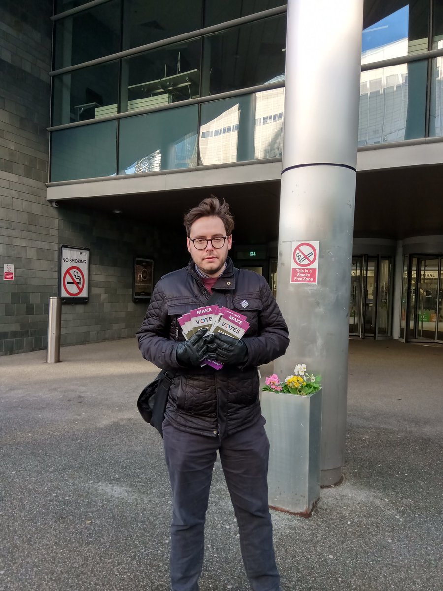 MVM_Newcastle's tweet photo. Leafletting outside Lisa Nandy's Newcastle event this afternoon. @888Paula and @NickHartley were both very cold, but quite a bit of interest in PR from Labour members going in. https://t.co/QidDP168Hf