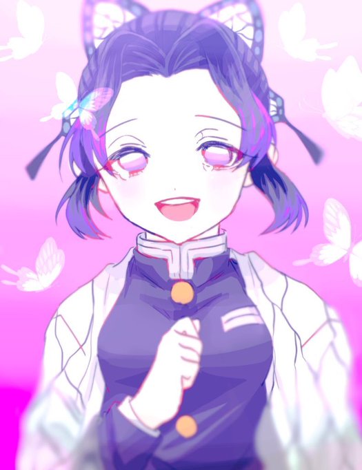 虚無さんがTwitterに投稿した胡蝶しのぶ(鬼滅の刃)のイラスト。
