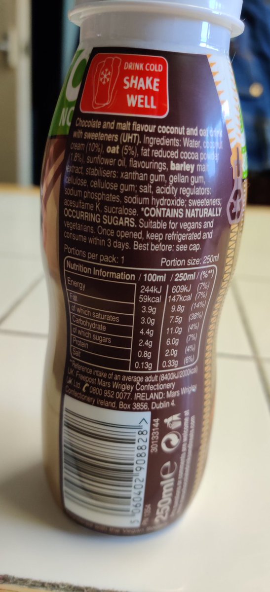 FoodIdeasForPKU's tweet image. I absolutely love this non-dairy Galaxy drink. It is 2 exchanges for the whole bottle. And you can grab it from @Asda there is also a Bounty one you can get. #lowpro #nspku
