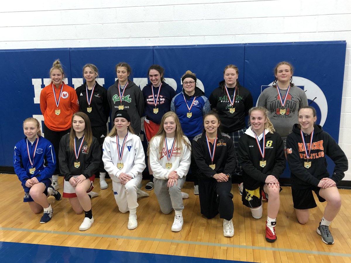 OHGirlWrestling's tweet photo. The first 14 State Champions in Ohio!!!  @ohswca https://t.co/p36yQ90Wkd
