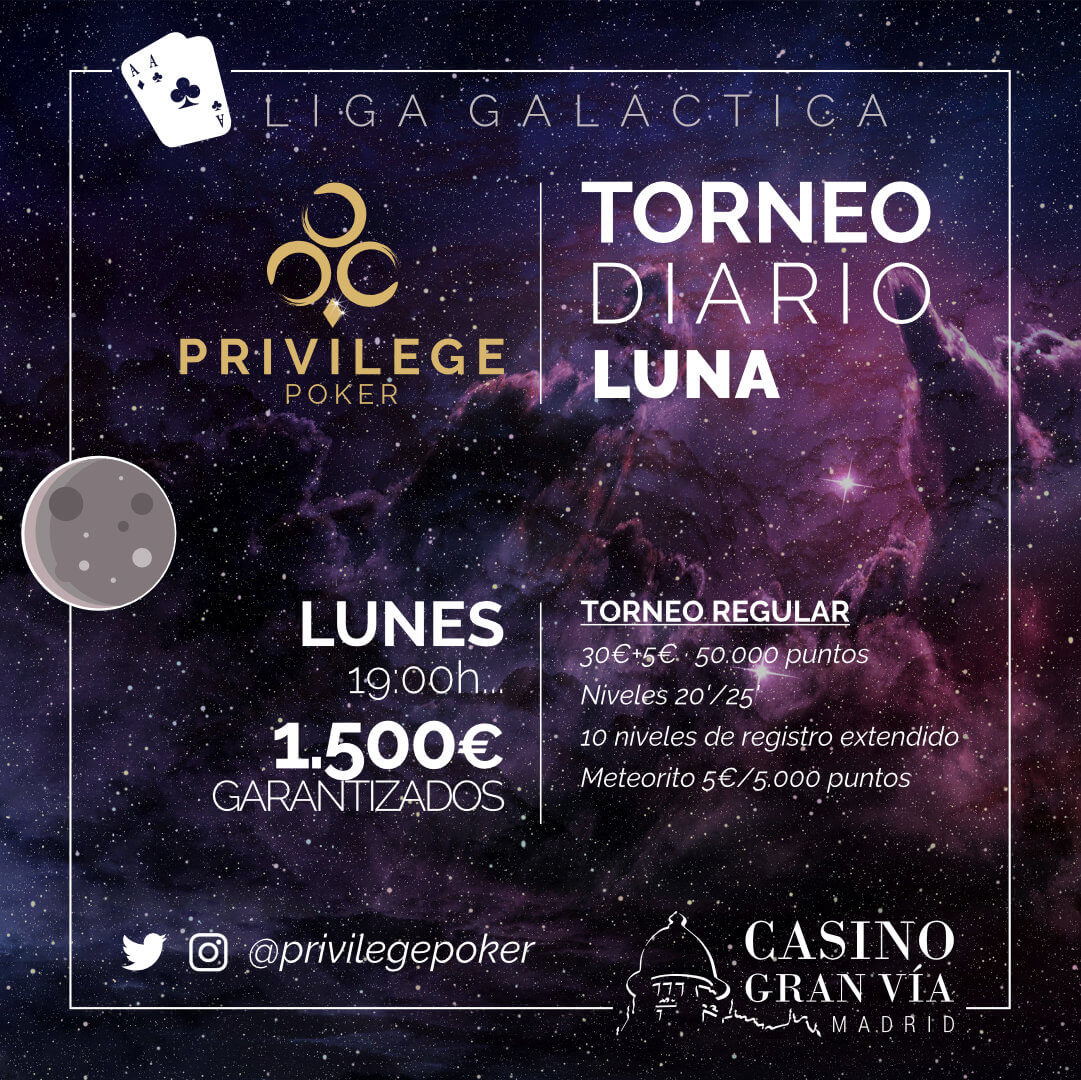 CasinoGVPoker's tweet photo. Y mañana...
TORNEO ALPHA 1K€ GTD
en @CasinoAranjuez
🎟 https://t.co/YM5pl8Fvpz
TORNEO LUNA 1,5K€ GTD
en @CasinoGranVia
🎟 https://t.co/l7WkJGlKoG
#PokerWeek . https://t.co/3E3cO6uhXS