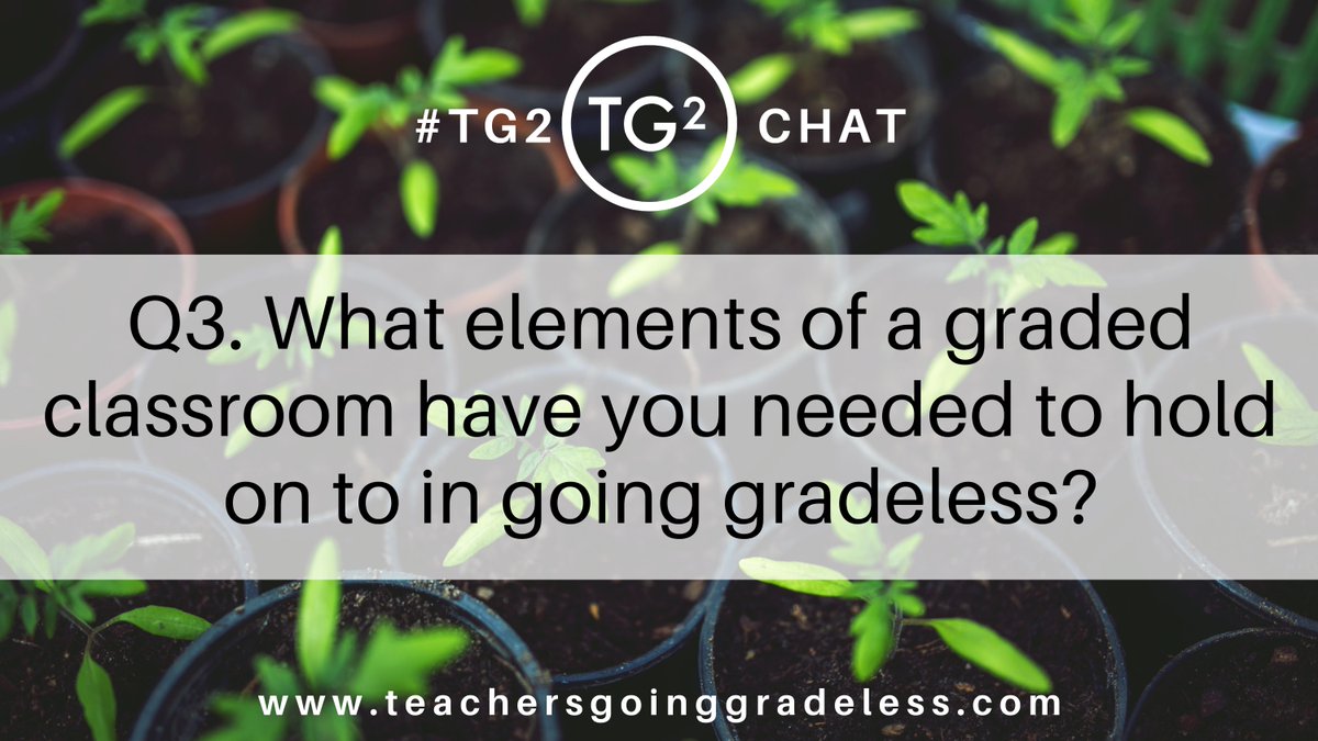 2darythoughts's tweet photo. Q3:  What elements of a graded classroom have you needed to hold on to in going gradeless? #tg2chat https://t.co/O0pyZ7g02z