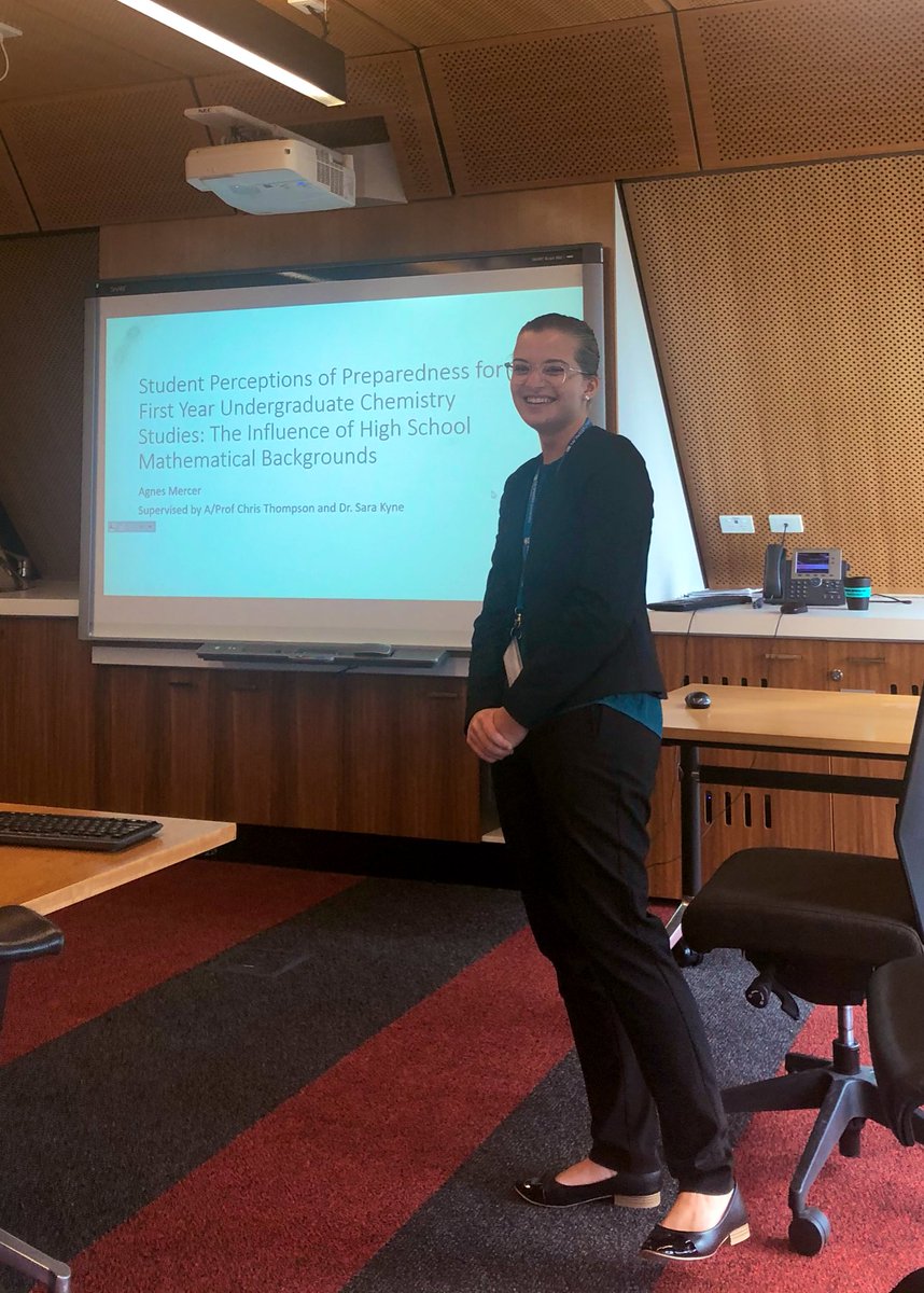 monashChASERs's tweet photo. Smiles all round for Agnes’ final presentation for her third-year project on student perceptions of preparedness in first-year chemistry 😁

Following in the footsteps of @elileong79 and contributing to this very important work - congrats Agnes 👏 https://t.co/khfbN7H0u6