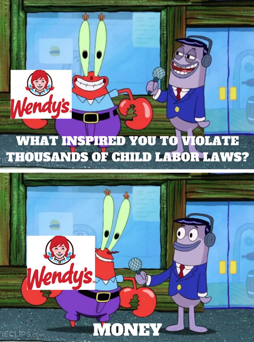 sfalliance's tweet photo. Guess who was just fined $400k for thousands of child labor law violations in their restaurants? 👀 Did you guess @Wendys? https://t.co/EYHMMaOHra