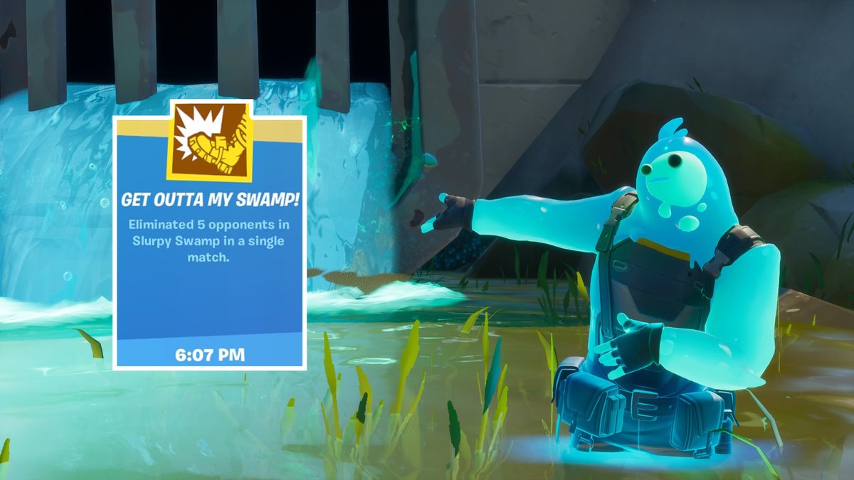 Fortnite News What Are You Doing In My Swamp Get Outta My Swamp Eliminate 5 Opponents In Slurpy Swamp In A Single Match In Fortnite Season 2 To Get This