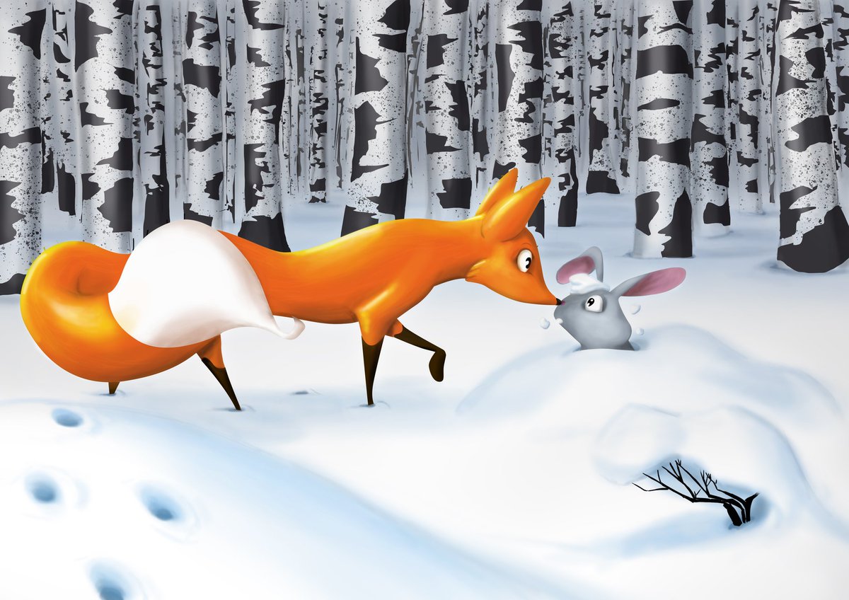 davidsketching's tweet photo. "Guess who I bumped into today..."
An unexpected encounter whilst walking through the forest on a cold winter's day.
Digital rework from an ink drawing a few posts ago.
#coldwinterday #foxmeetsrabbit #fox #littlerabbit #wintertime #winterday #snowey #snow #surprisesurprise https://t.co/q59NWiq2Xd