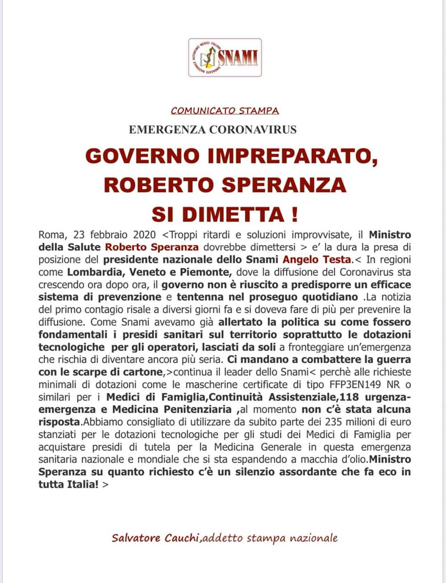 drkovalski's tweet photo. #COVID19italia #Speranza dimissioni subito!
Governo impreparato
#snami https://t.co/bOePsi7Dy3