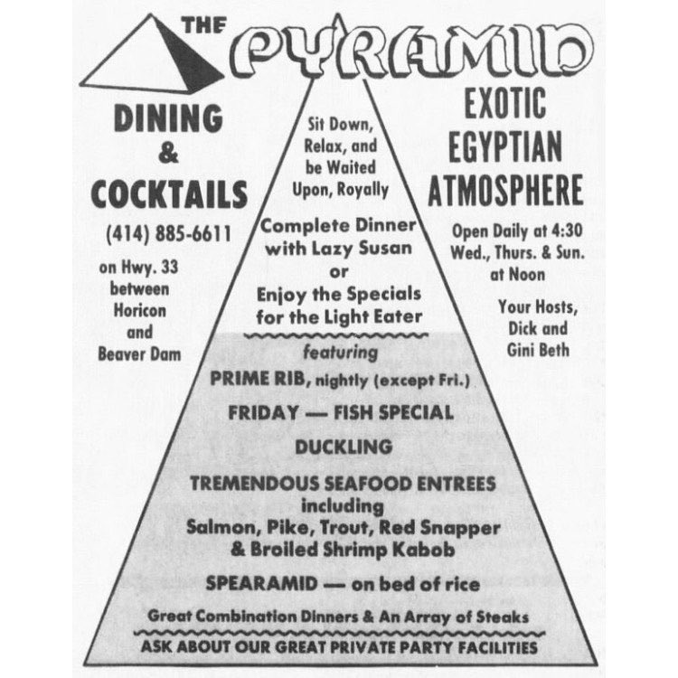 Our new episode talks about a pyramid-shaped Wisconsin supper club that had something called a “spearmid” on its menu. You’re gonna want to check it out.