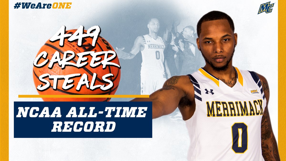 Merrimack Men’s Basketball (@merrimackmbb) on Twitter photo With his first steal of the game ... Juvaris attains a record that he's been approaching his whole career
Mr. Hayes officially now holds the all-time <a href="/NCAA/">NCAA</a> steals record!!!
<a href="/NCAAStats/">NCAA Stats</a> <a href="/NECsports/">Northeast Conference</a> @marchmadness
#GoMack // #MakeChaos With his first steal of the game ... Juvaris attains a record that he's been approaching his whole career
Mr. Hayes officially now holds the all-time <a href="/NCAA/">NCAA</a> steals record!!!
<a href="/NCAAStats/">NCAA Stats</a> <a href="/NECsports/">Northeast Conference</a> @marchmadness
#GoMack // #MakeChaos