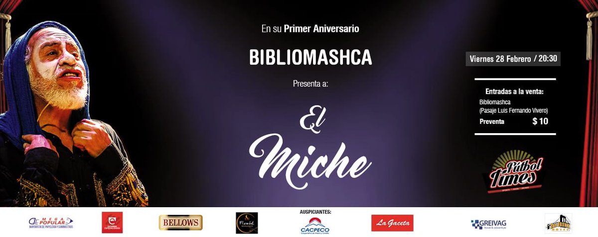 futbol_times's tweet photo. !!NUEVA FUNCIÓN!!
Viernes 28 Febrero 2020 - 20:30
#CarlosMichelena #ElMiche en #FútbolTimes
Preventa: $10,00
Entradas a la venta en #CactusBrunch y en #SohoInc en la Maltería Plaza.
#Latacunga #Comedia #YoEstoyEnFútbolTimes #Restaurante #Bar #AllYouNeedIsEcuador #Ecuador https://t.co/j26xMyOdbY