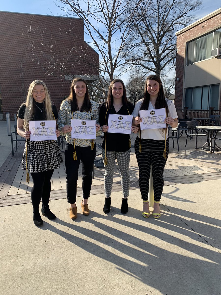ElmsBlazersWBB's tweet photo. So proud of these four student athletes for being inducted into our inaugural class of Chi Alpha Sigma!! #brainsbeautybraun @ChiAlphaSigma @ElmsBlazers https://t.co/7bZ3aUbmD7