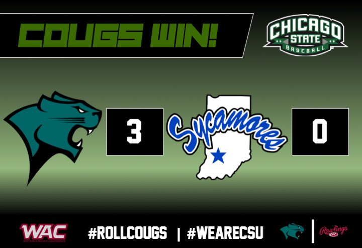 CSUBaseball's tweet photo. WE LIKE THAT!!
@CrumrineNyk induces a game ending double play to secure the win over Indiana State, 3-0!
That’s two straight wins and two straight shutouts from the Cougar pitching staff!
#RollCougs | #WeAreCSU https://t.co/YkMxhWQlVz