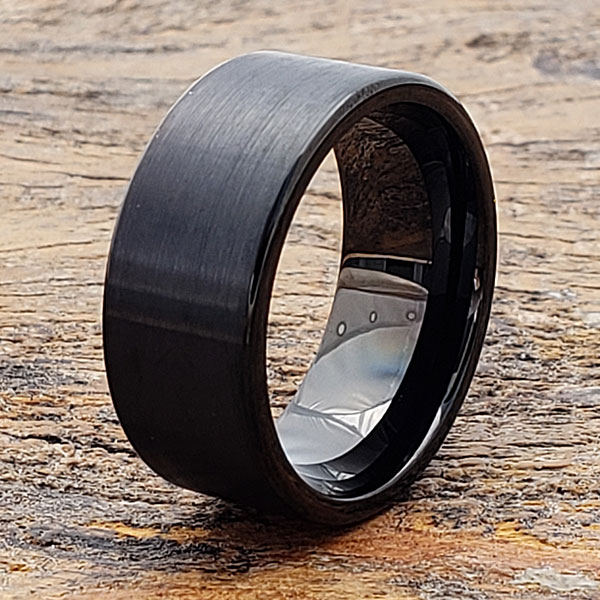 Black Brushed #tungstenrings and #weddingbands at forevermetals.com/tungsten-weddi…