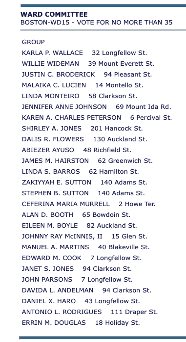 Ward15B's tweet photo. Hey, we're on the ballot, too!
So, when you vote, don't forget to look down ballot for your friendly neighbors running for election to the Ward Committee. https://t.co/dMiulfXxEO