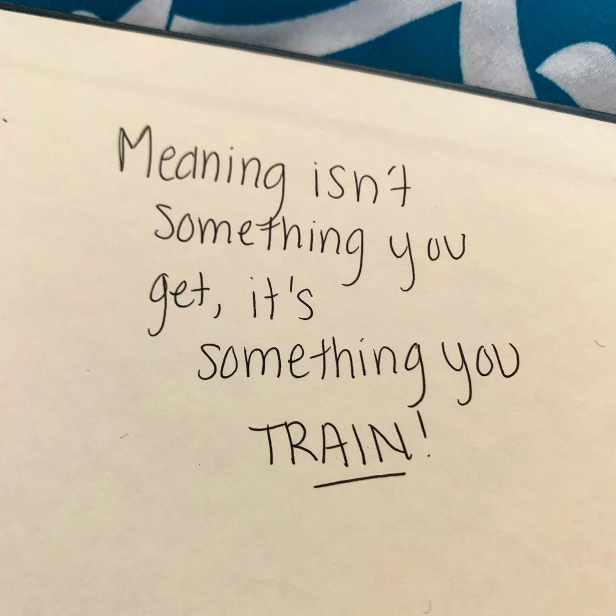 katie_collins's tweet photo. “Meaning isn’t something you get, it’s something you train.” - @brendonburchard
This is one of the most powerful pieces that I’ve taken from #hpxlive this last week. We’re always searching for meaning and expecting it to just jump out at us in this profound way. https://t.co/hgOWuU8lbv