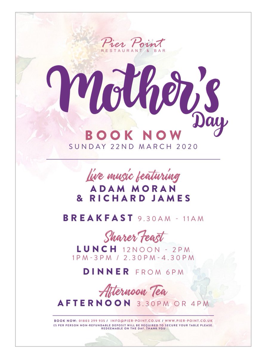 PierPointTqy's tweet photo. 🌷MOTHERS DAY 🌷

4 weeks today! Join us by the waterside for breakfast, lunch, afternoon tea or dinner 💐 https://t.co/BPh0SeGP4L