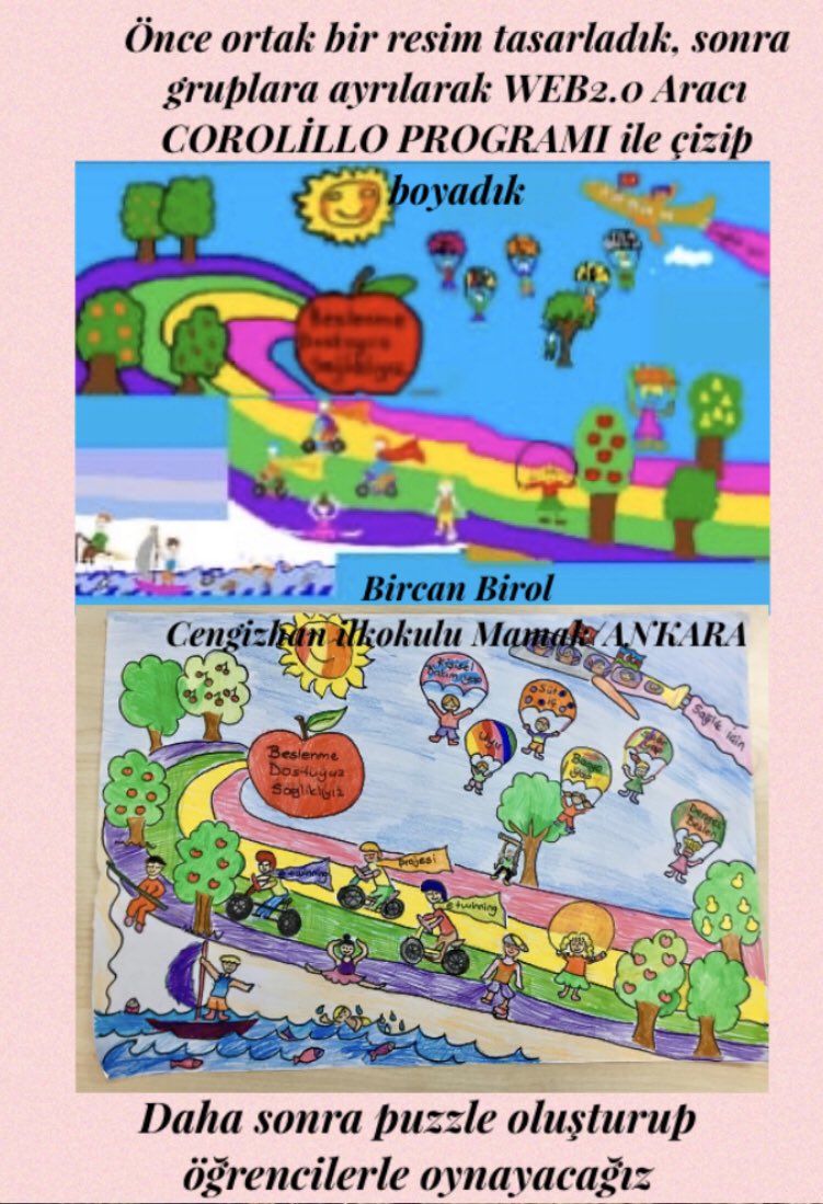 Brcn77861086's tweet photo. @Bsdossag 
@Brcn77861086 
@tretwinning 
Bircan Birol
Cengizhan ilkokulu Mamak/ANKARA 
Proje ortaklarımızla ortak resim tasarladık.Sonra gruplara ayrılarak web2 aracı corolillo programı ile boyadık.Daha sonra jiwsag planetaryumu puzzleye dönüştürüp öğrencilerimiz ile oynadık. https://t.co/8JA8fh0t9M