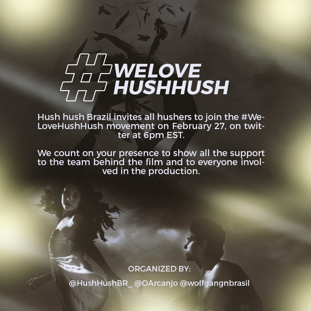 🚨| CHAMANDO TODOS OS #HUSHERS!

Vem participar com a gente desse movimento muito especial para demonstrar todo o seu amor e apoio a todos os envolvidos que querem trazer o primeiro livro da saga Hush Hush para os cinemas.

Dia 27 ficará marcado na história.

NÃO FIQUE DE FORA!