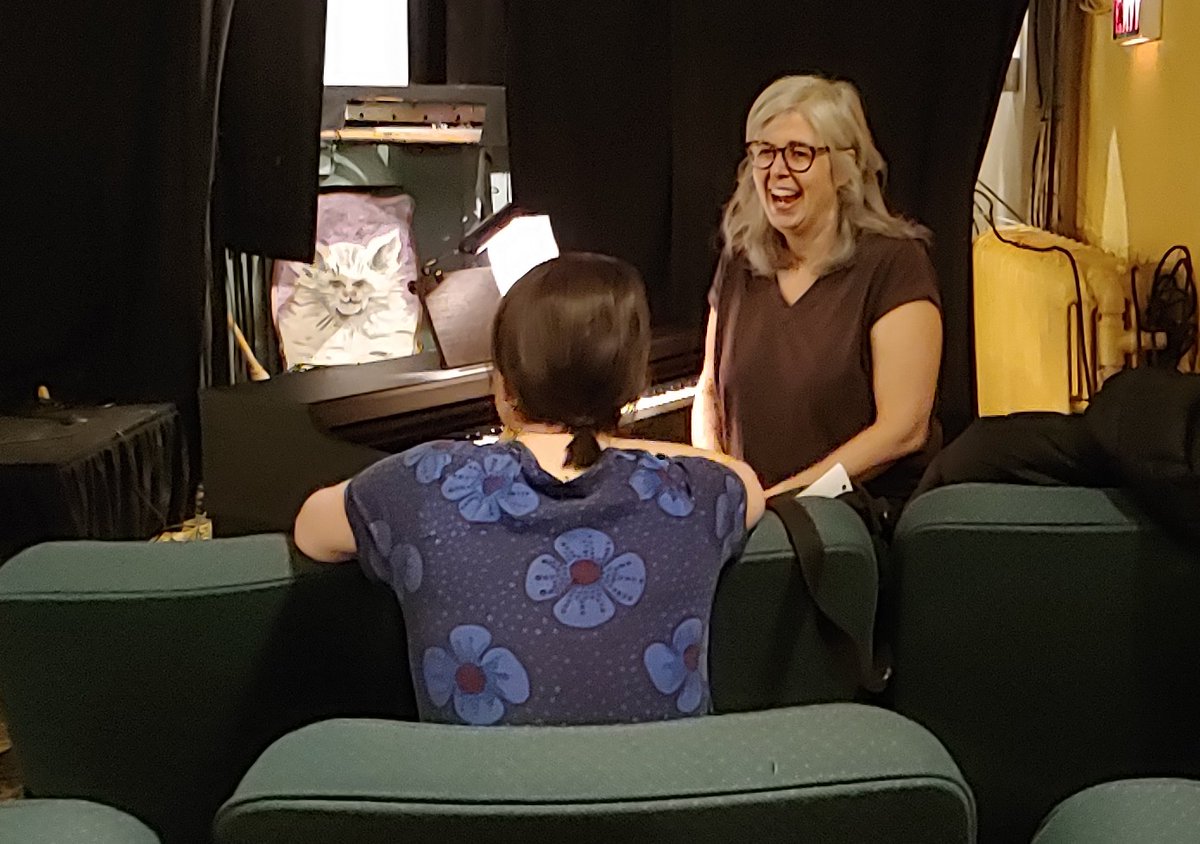 SilentRevue's tweet photo. Accompanist extraordinaire Tania Gill shares a laugh with our amazing curator Alicia Fletcher. @RevueCinema 
#TheHandsofOrlac 
#SilentsInTO
#TOLovesSilents https://t.co/3h8roX2Su8