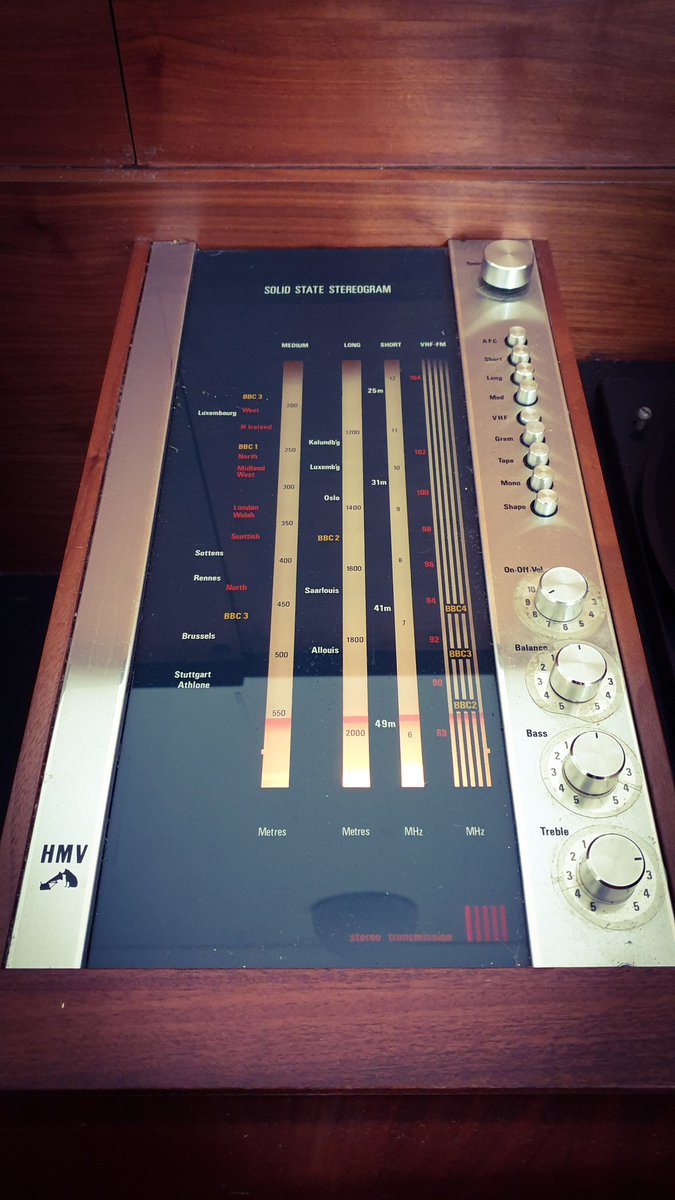 They don't make them like this anymore... 
#hmv #stereogram #1960s #music #mahogany #cabinet #radio #dial #frequency #vhf #veryhighfrequency #fm #frequencymodulation #shortwave #sw #lw #longwave #mediumwave #mw #stereo #tuning