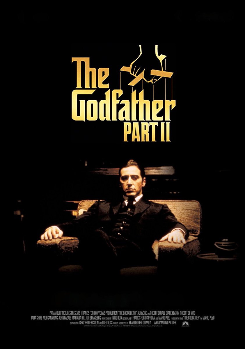 The Godfather 2. Complete picture, Al Pacino, so good to watch a guy totally in his element. De Niro with a big role as well, nice suprise, didn't know how was in the 'Godfather' series.For me this is the better movie of the two. Loved the family drama. 