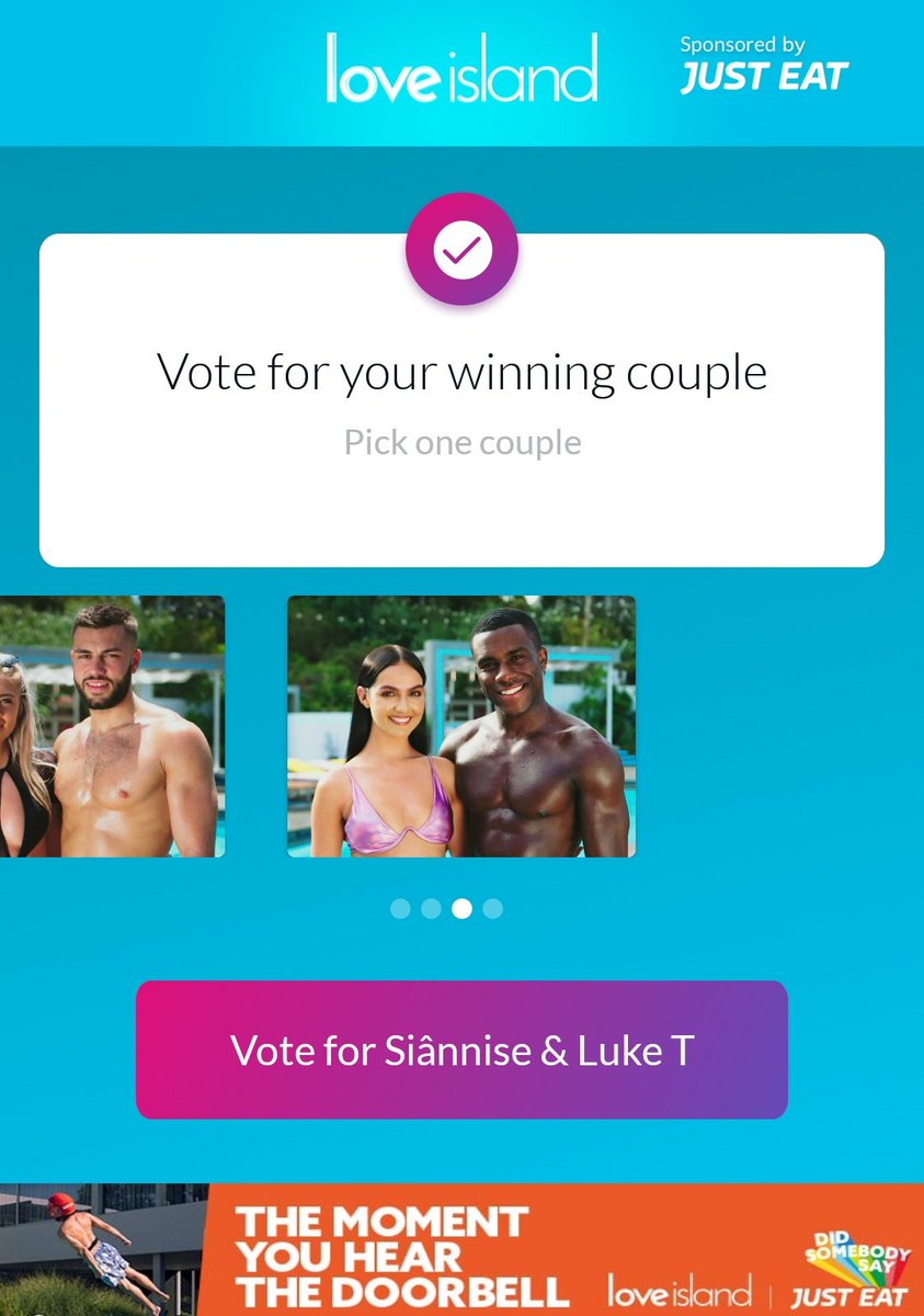 SpeakingFacts17's tweet photo. Get voting for Siânnise and Luke T

#loveisland https://t.co/MYl2Z3EGLm