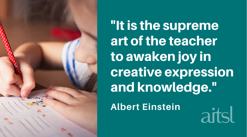 aitsl's tweet photo. Happy Monday! ☕ 

Here is some #motivation to start the new week...

"It is the supreme art of the #teacher to awaken joy in creative expression and knowledge." – Albert Einstein https://t.co/lZdrTi9zdz