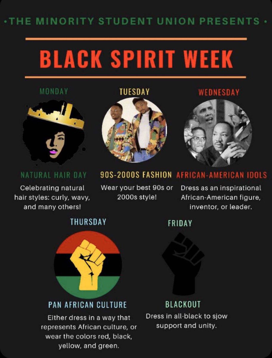 JGLaunchPad's tweet photo. ‼️BLACK SPIRIT WEEK‼️

It starts TOMORROW February 24th!!

❤️*EVERYONE IS ENCOURAGED TO PARTICIPATE*❤️

Make sure to visit the Trivia Table at all lunches to show off your knowledge of African-American history and culture and potentially win prizes! https://t.co/m9gwolHCCs
