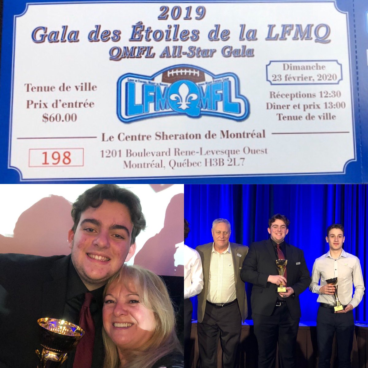 Very proud of my son <a href="/Trahqqings/">Patrick Massicotte</a> kicker for the #OrleansRaftsmen for receiving the All-Star kicker award at the Quebec Midget Football League All-Star Gala