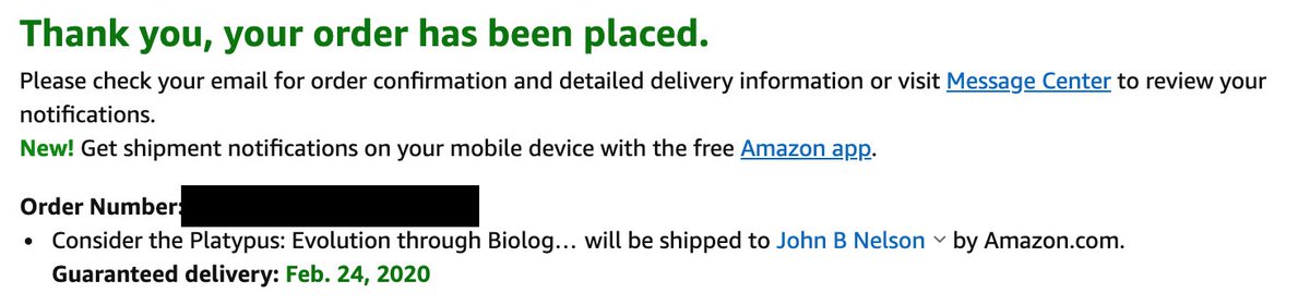 Order placed and arriving soon