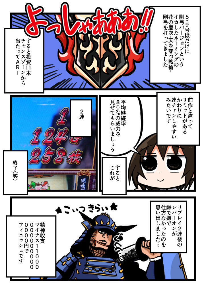 花の慶次剛弓を打ってきました。
#パチ漫画描かせて #パチスロ 