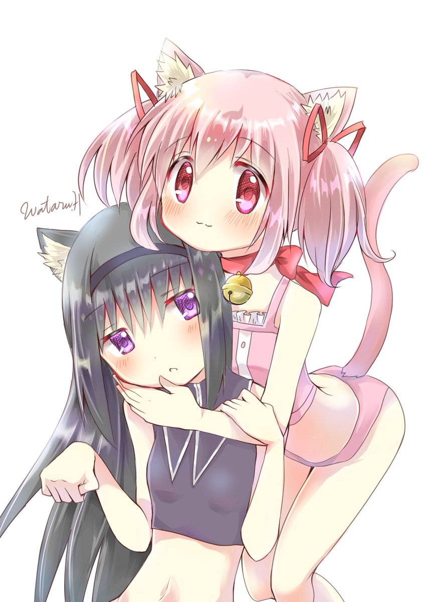 暁美ほむら ,鹿目まどか 「「猫の日」まどほむ??

#まどマギ #猫の日 
PCの調子悪くてめちゃ遅れまし」|星影ワタルのイラスト
